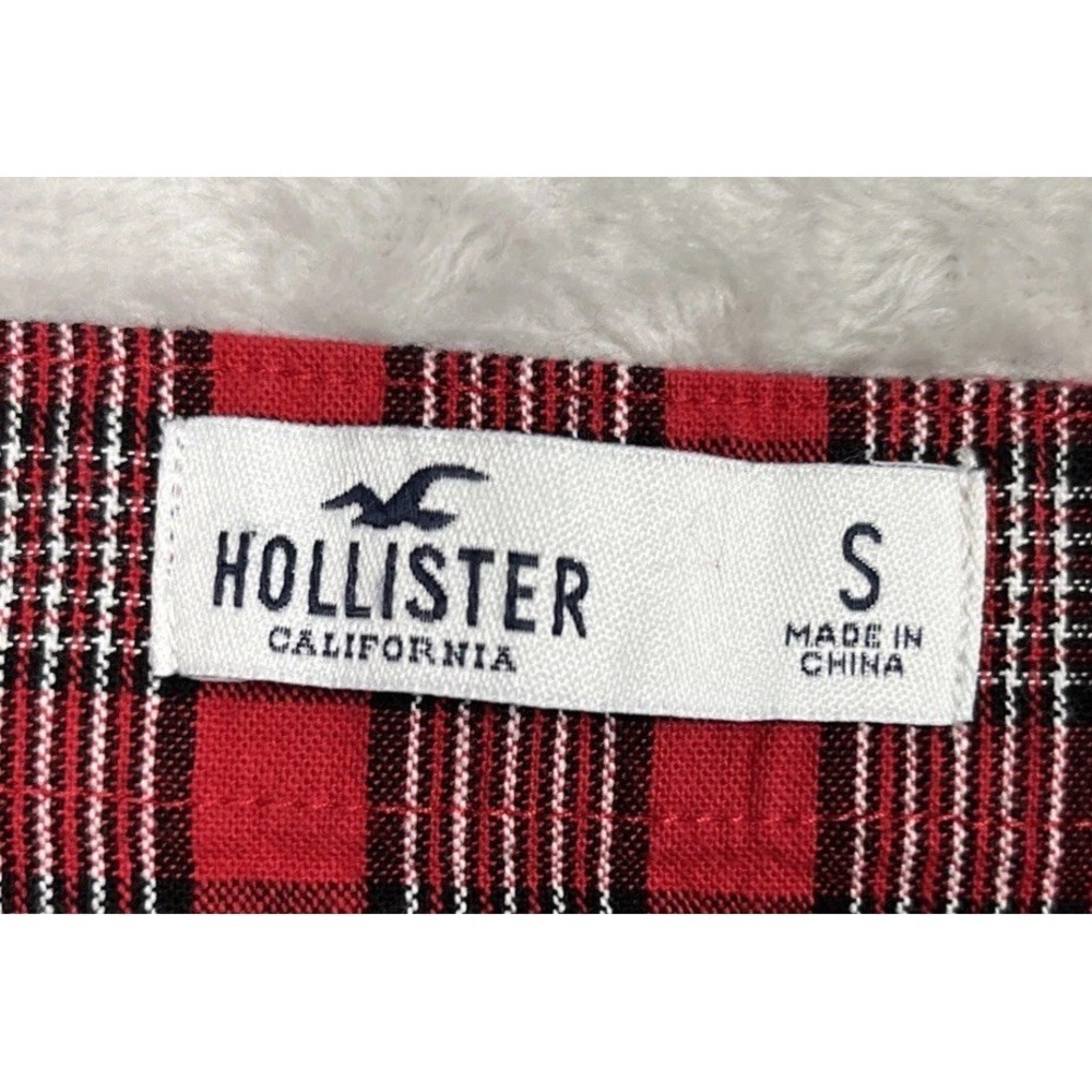 Hollister Red Overall Dress Plaid Jumper Sleeveless Women's Small Grunge Skater - Picture 10 of 12